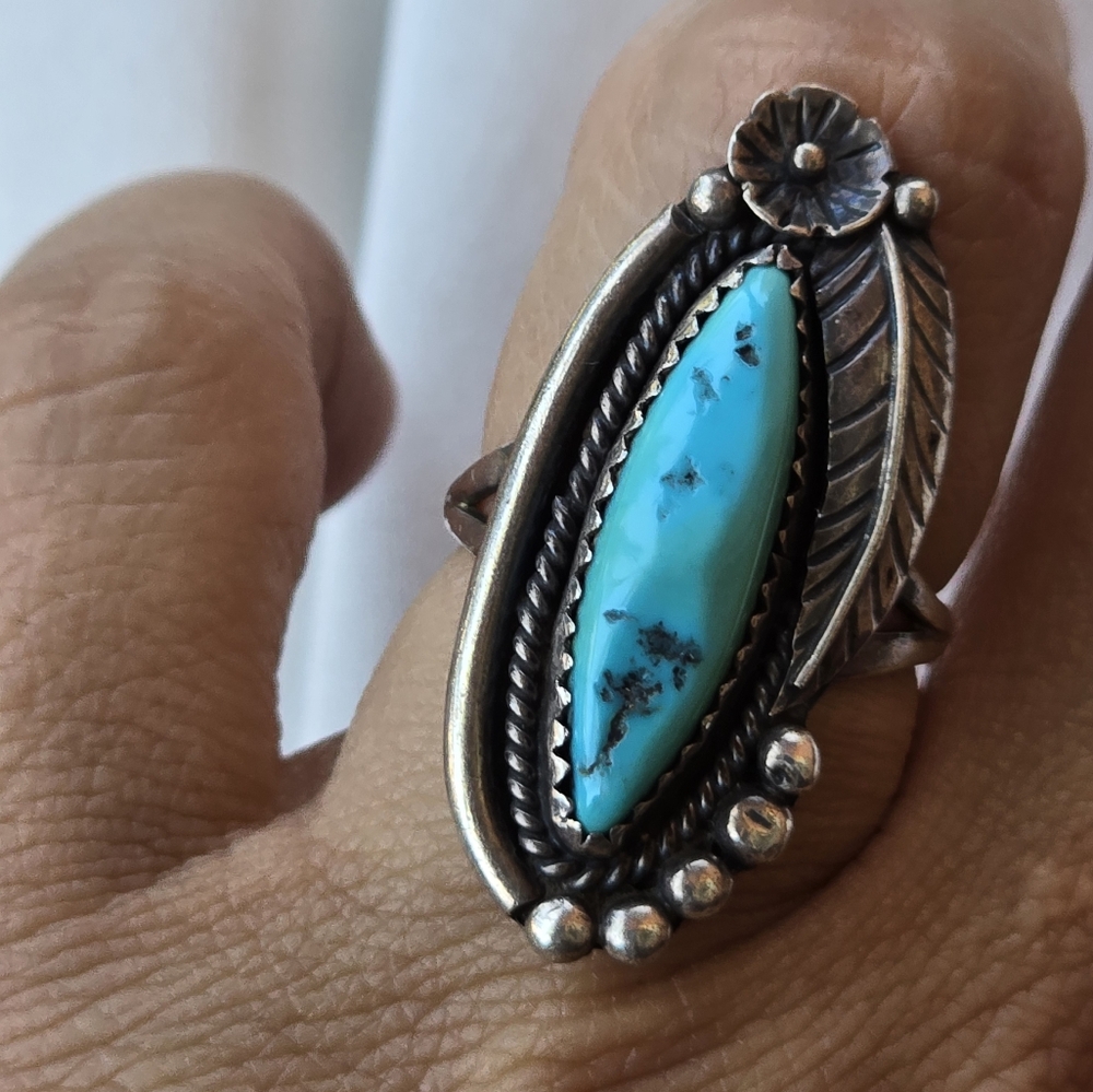 Long Turquoise Sterling Ring